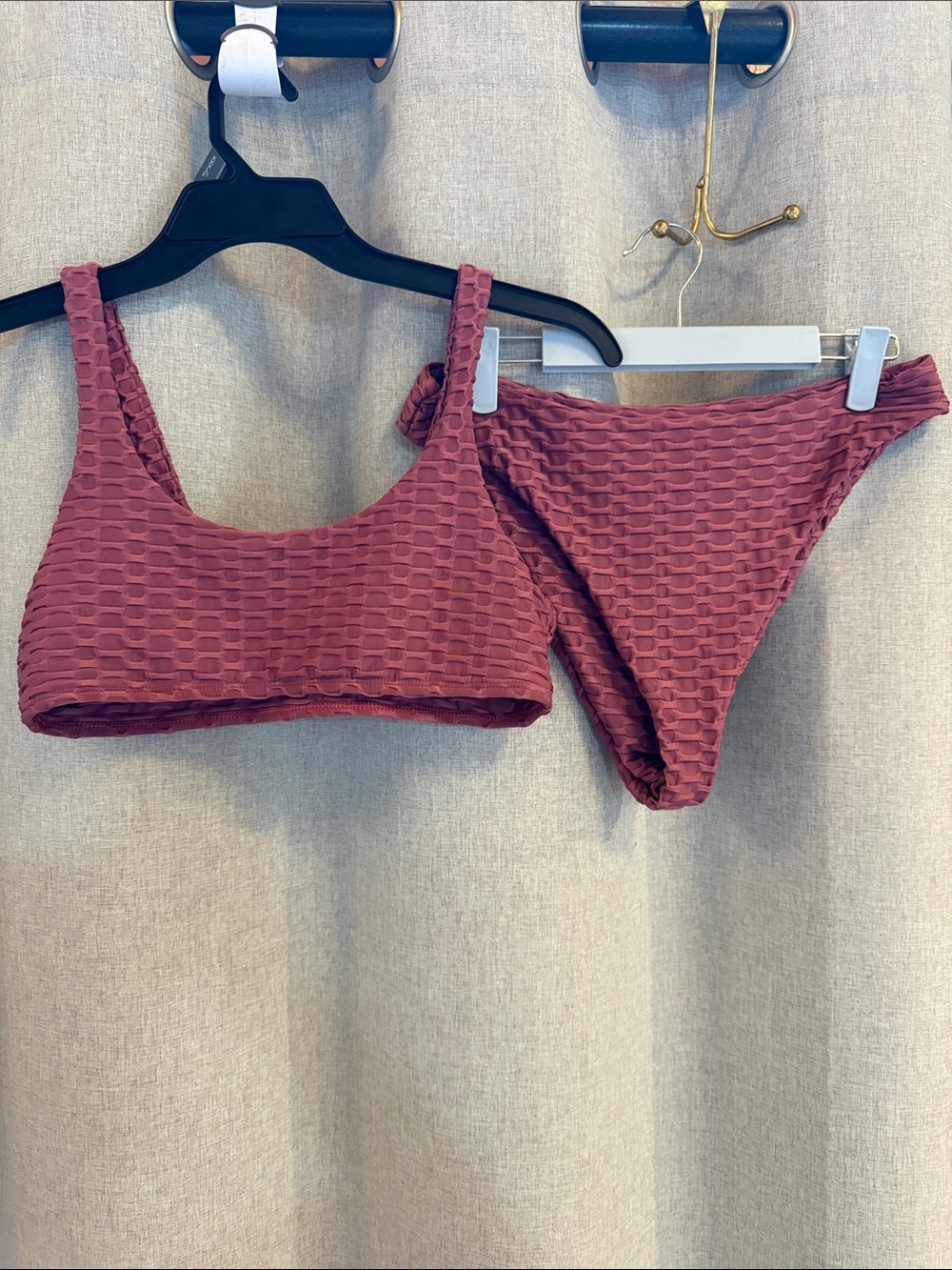 Textured Mauve Two-Piece Bikini Set